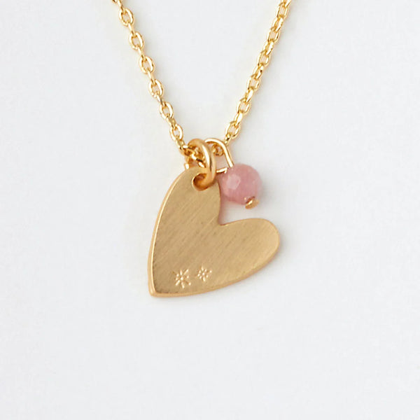 Stone Intention Charm Necklace - Rhodonite/Gold