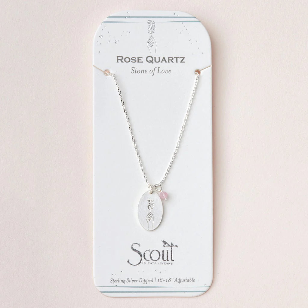 Stone Intention Charm Necklace - Rose Quartz/Silver