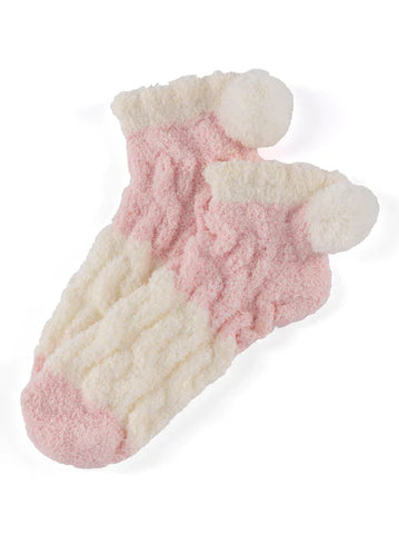 Blush Colorblock Fuzzy Socks with PomPoms