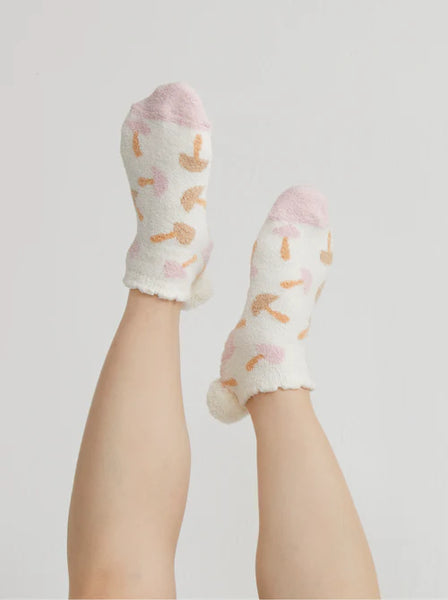 Mushroom Fuzzy Socks with PomPoms