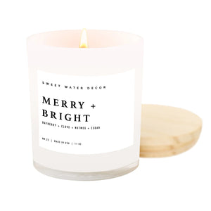 Merry & Bright- White Jar Candle with Wood Lid