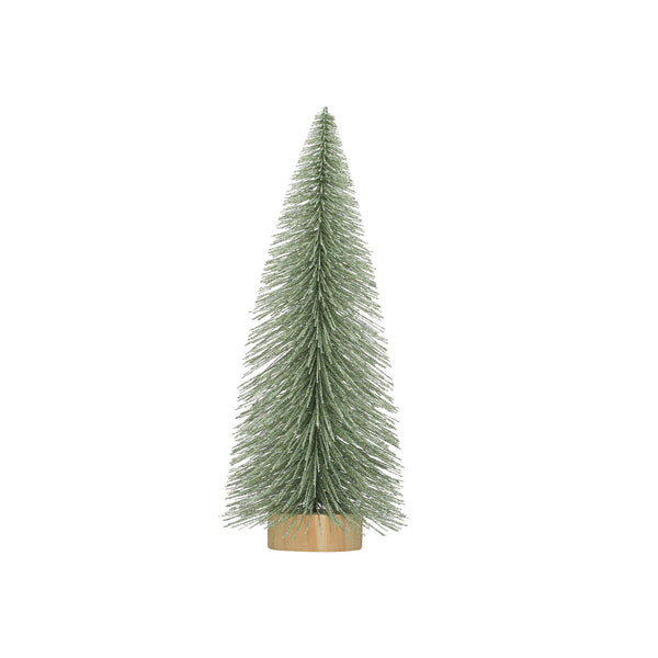 Large Glittered Mint Color Bottle Brush Tree with Wood Base,  12in.H