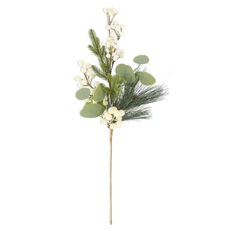 Long Needle Pine Eucalyptus & White Berry Stem, 25 in.L
