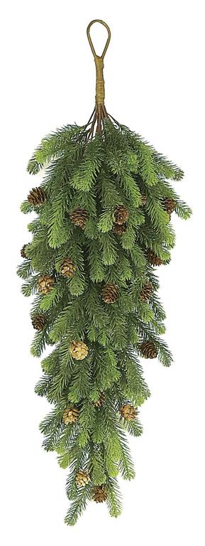 Soft Touch Noble Pine Teardrop Swag with Pinecones, 30in.L