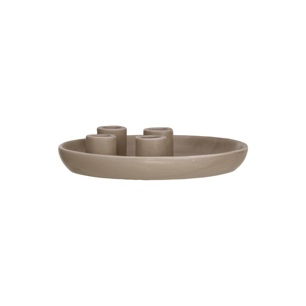 Matte Tan Stoneware Advent Taper Candle Holder, 8in.W