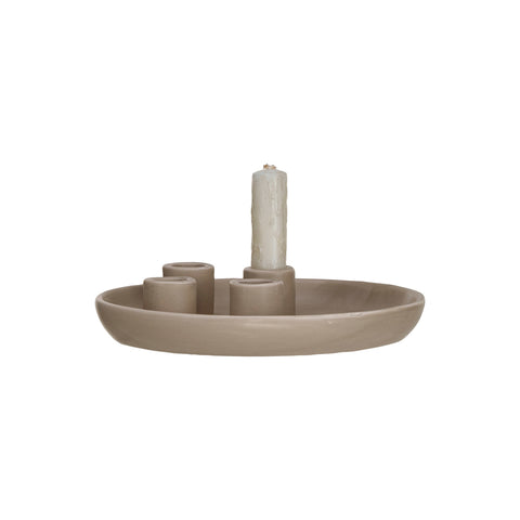 Matte Tan Stoneware Advent Taper Candle Holder, 8in.W