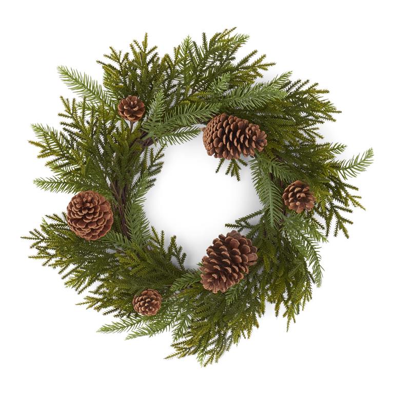 Mixed Pine Wreath with Large and Small Pinecones, 24in.L