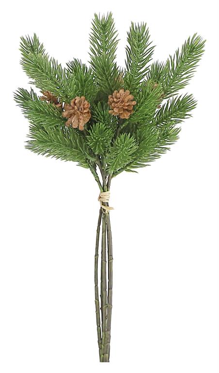 Green Pine Bunch with Pinecones, 14.5in.H