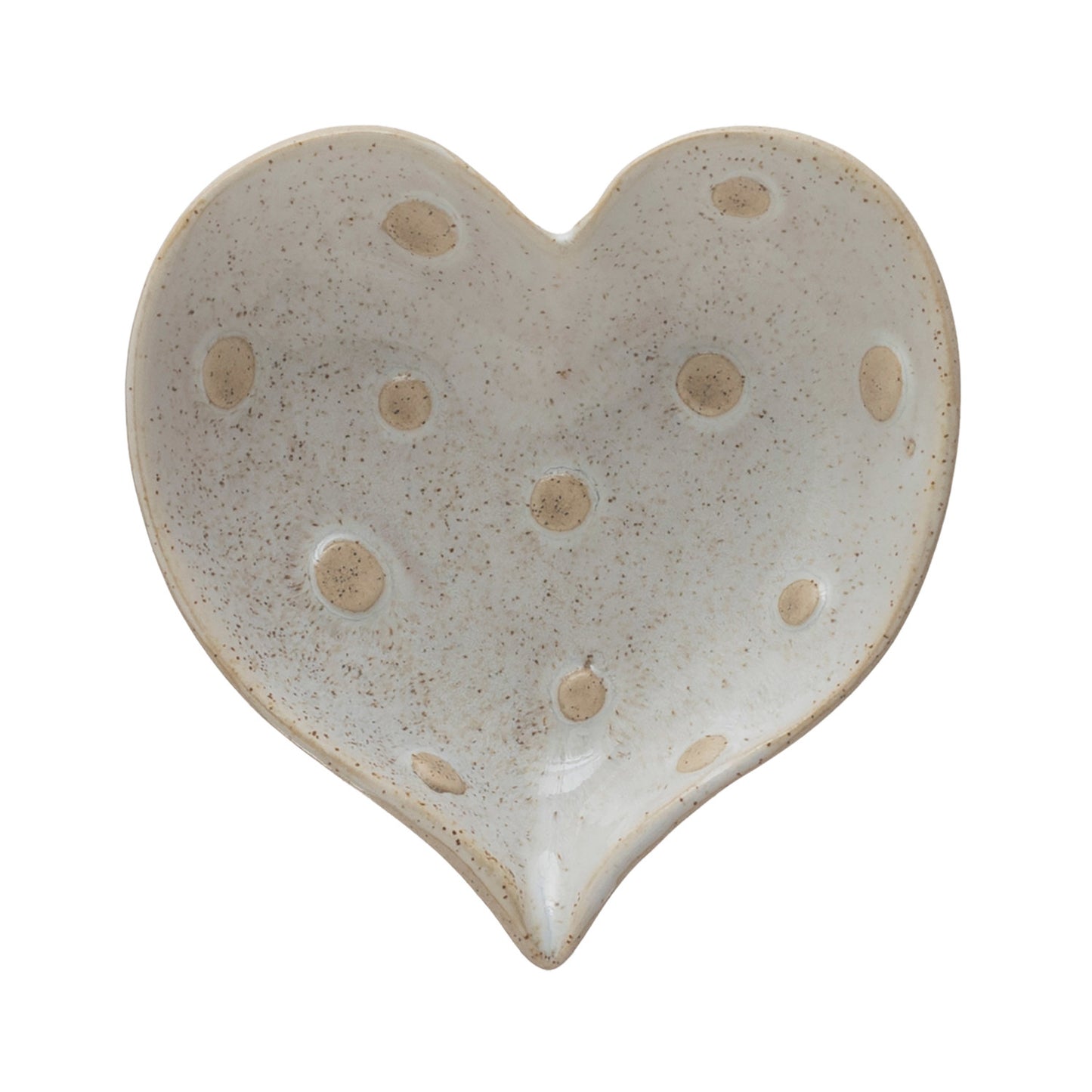 Polka Dot Heart Shaped Stoneware Dish, 4in.L