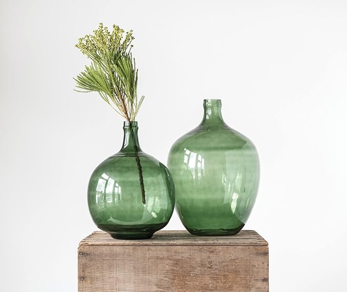 Large Glass Bottle Vase, Green