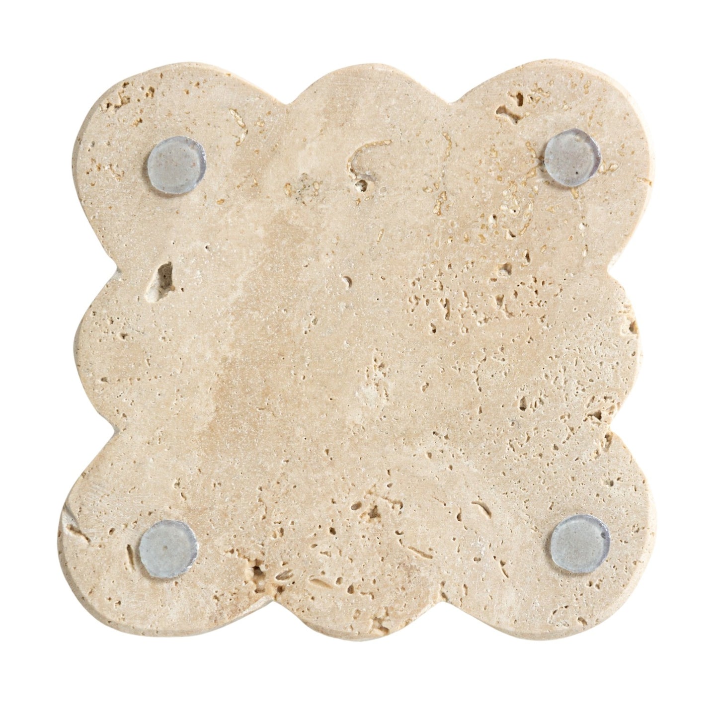 Scalloped Edge Natural Travertine Coasters,  Set of 4