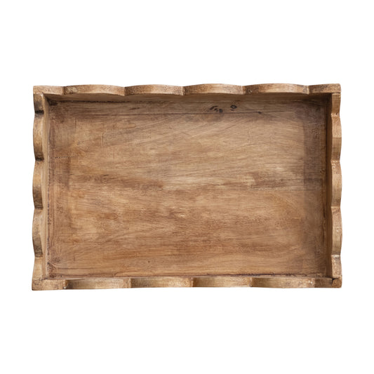 Natural Wood Tray with Scalloped Edge, 12in.L