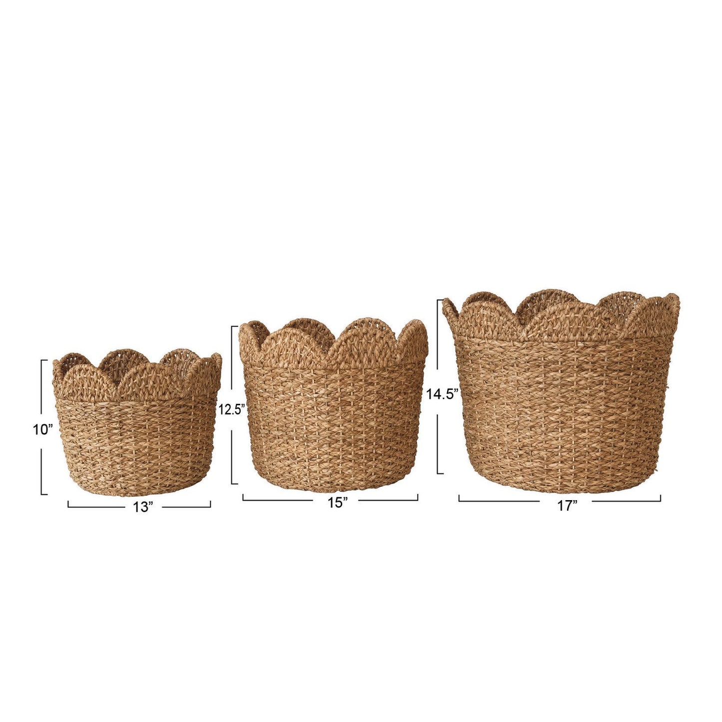 Scalloped Top Round Tapered Woven Basket