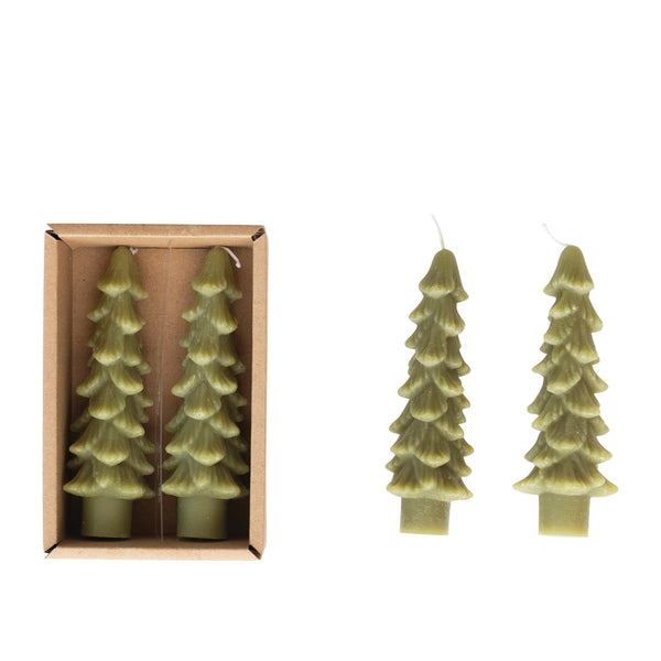 Cedar Green Small Christmas Tree Candle Set, 4.75 in.H