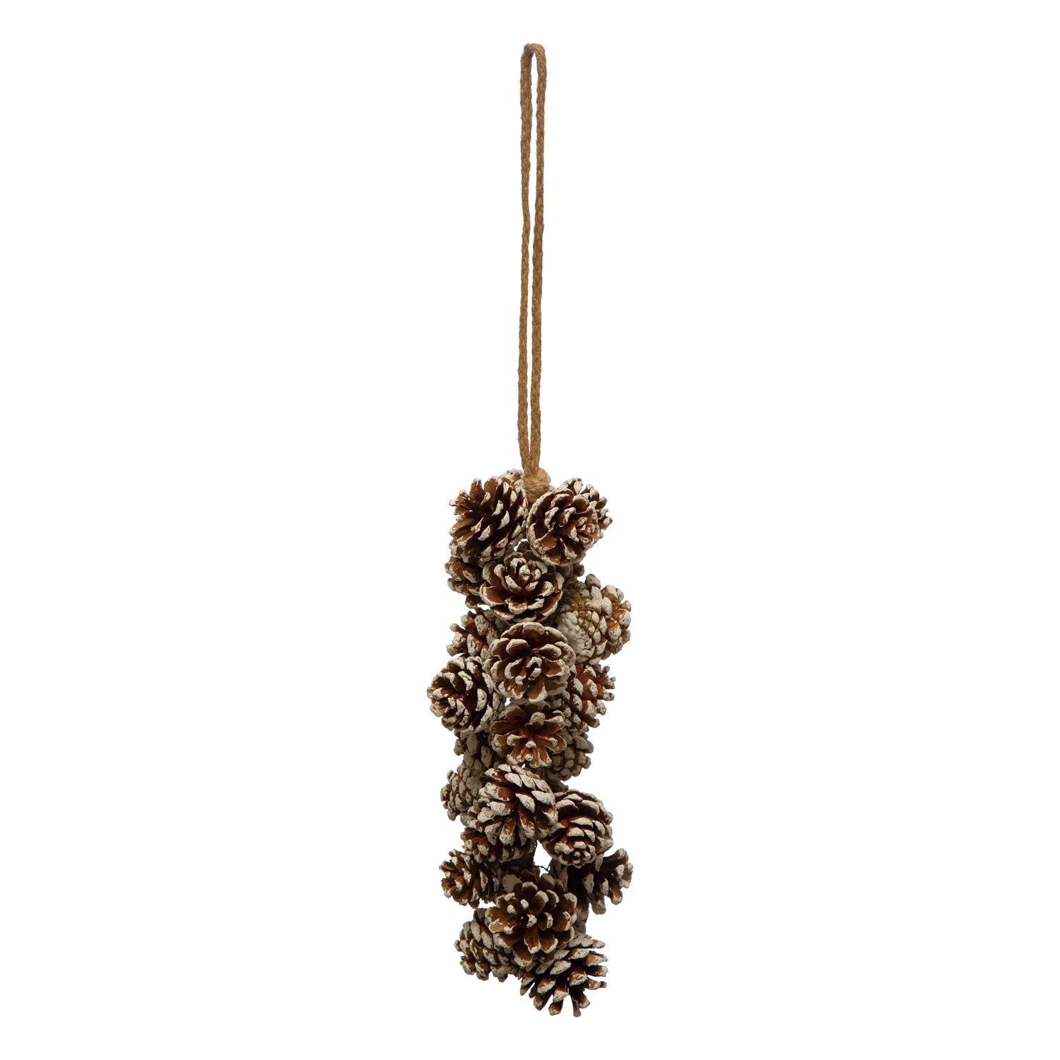 Snow Kissed Natural Pinecone Hanging Cluster with Jute Hanger, 12.25in.L