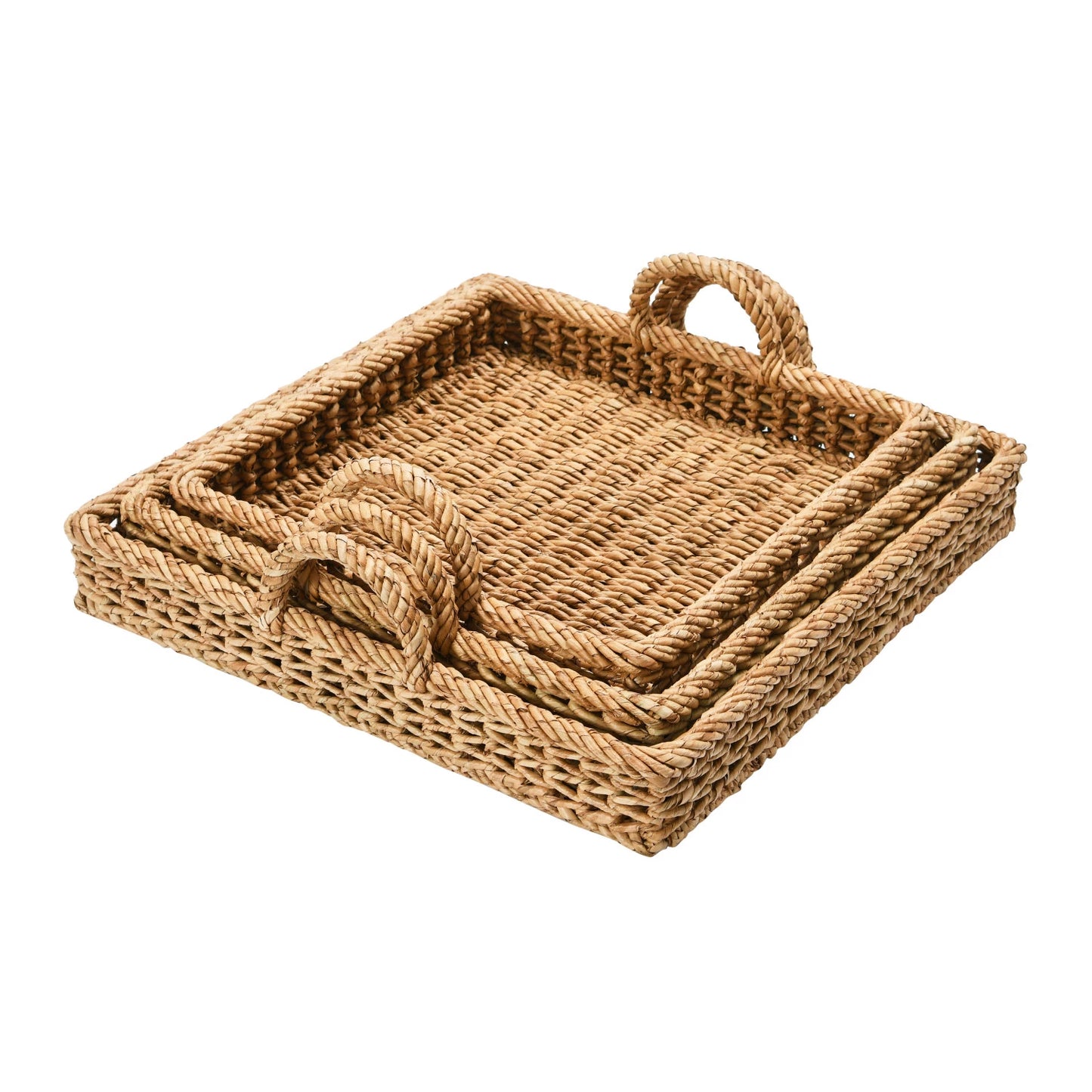 Square Woven Natural Water Hyacinth Tray
