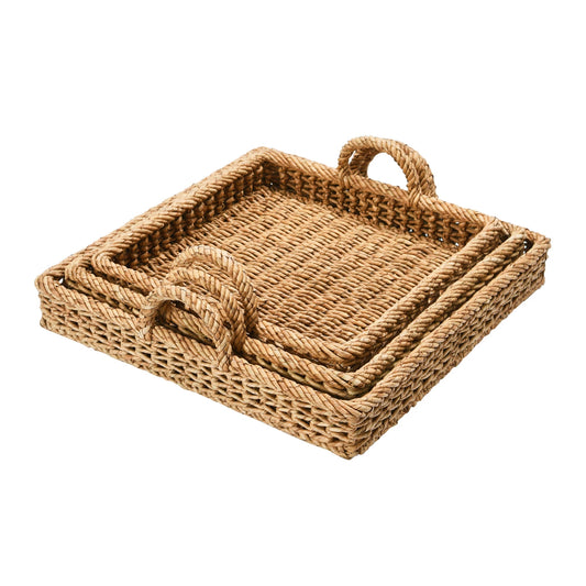 Square Woven Natural Water Hyacinth Tray