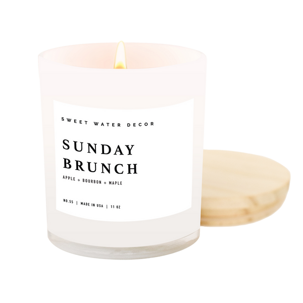 Sunday Brunch - White Jar Candle with Wood Lid
