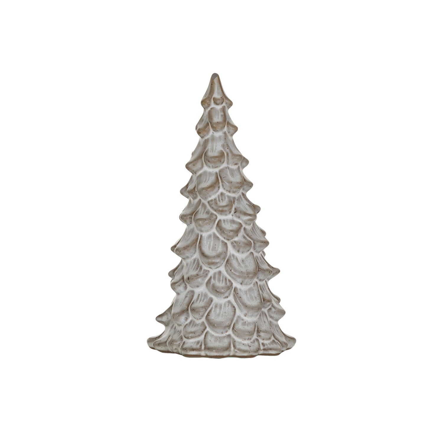 Tall Cream Color Stoneware Holiday Tree, 7.5in.H