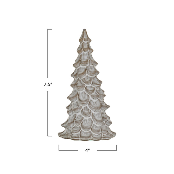 Tall Cream Color Stoneware Holiday Tree, 7.5in.H