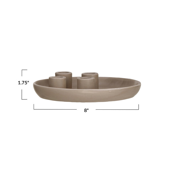 Matte Tan Stoneware Advent Taper Candle Holder, 8in.W