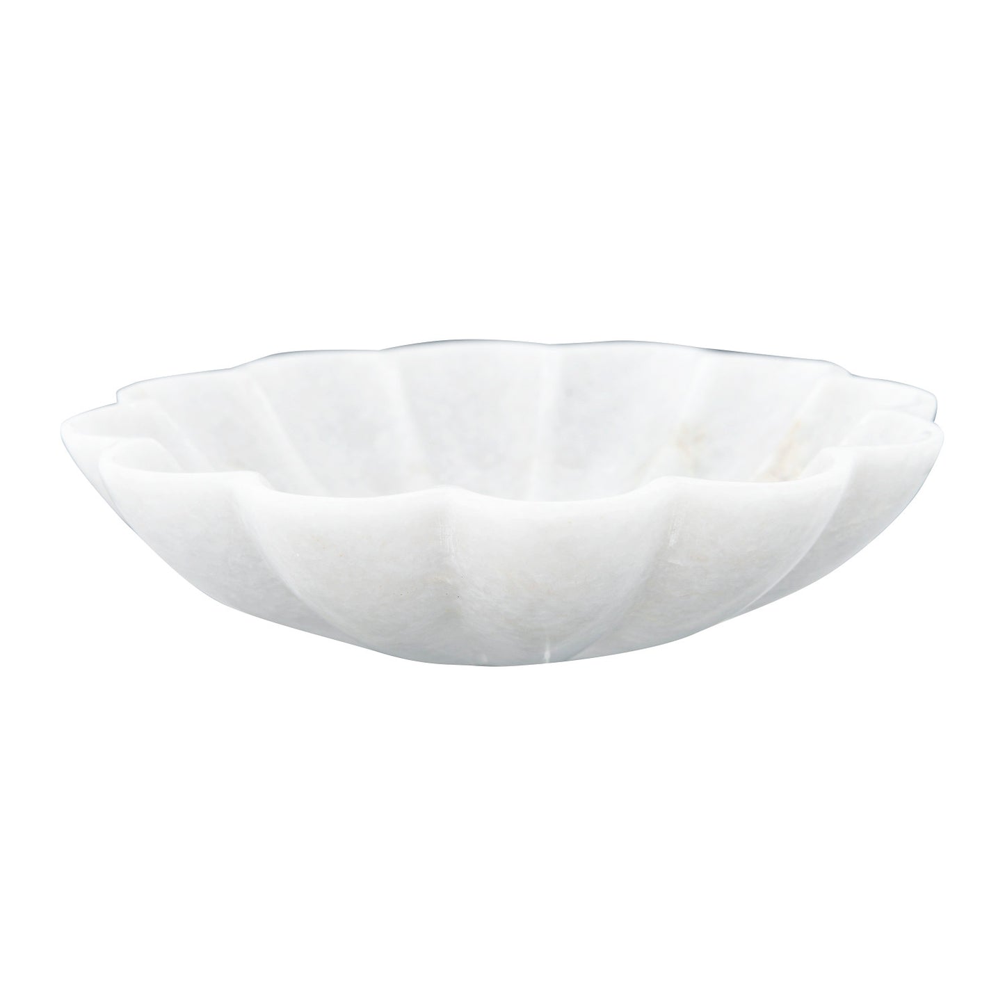 White Marble Flower Shaped Bowl, 6in.W