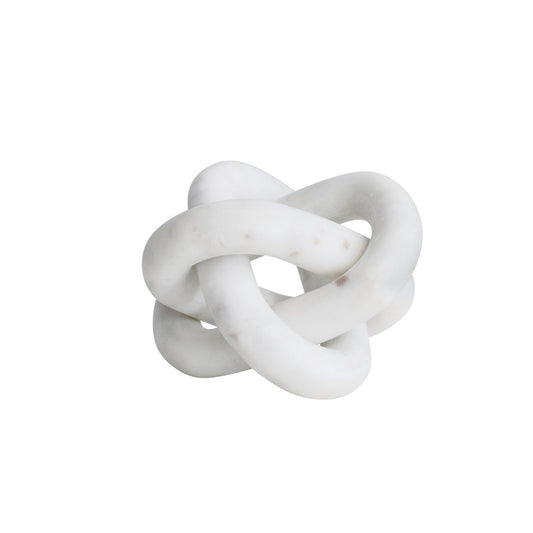 -carved Hand White Marble Triple Chain Link Knot Decor