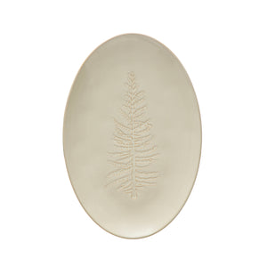 White Oval Stoneware Christmas Tree Design Platter