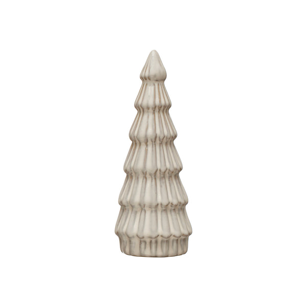 White Reactive Glazed Ribbed Stoneware Holiday Tree, 7in.H