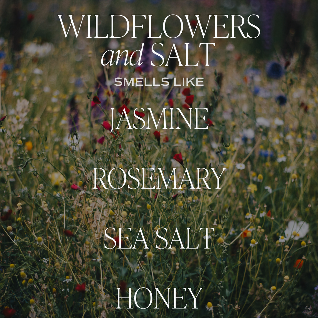 Wildflowers and Salt- White Jar Candle with Wood Lid