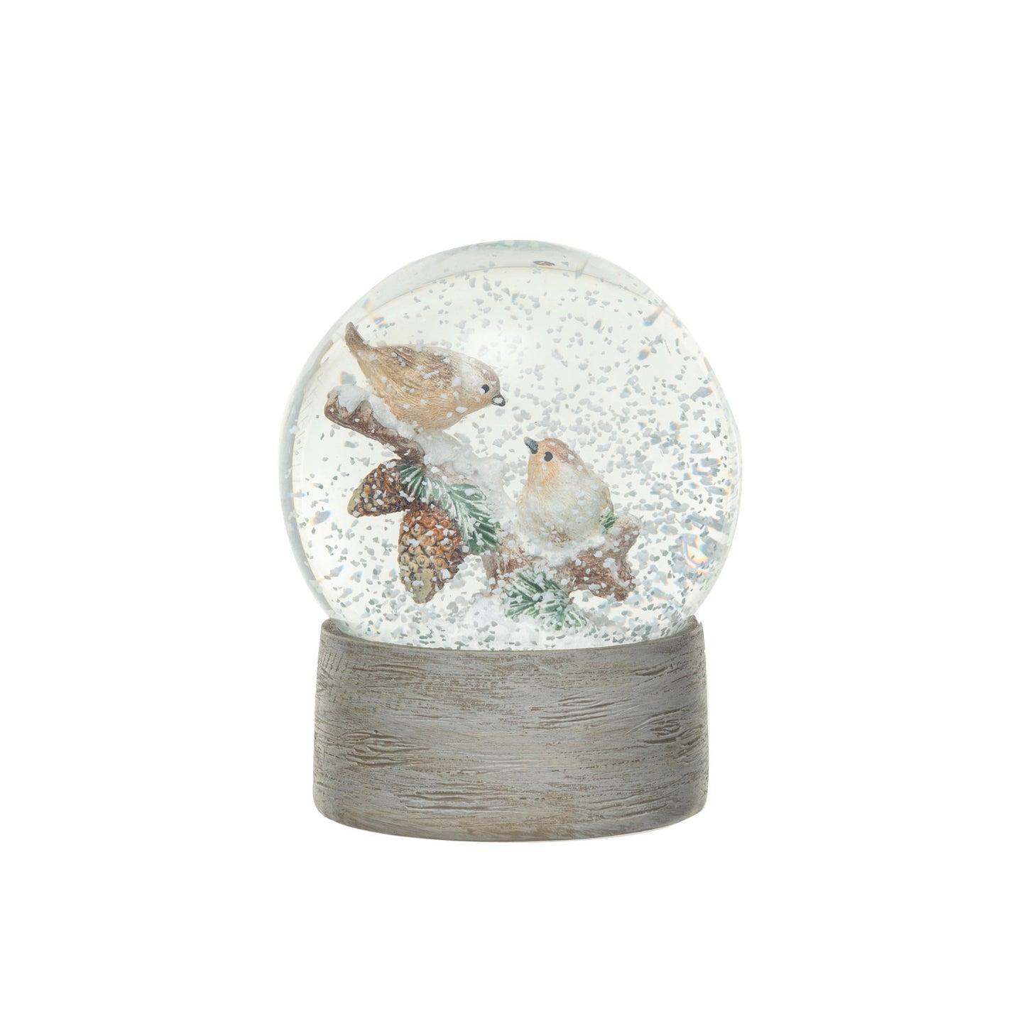 Winter Birds on Pine Branch Glass Snow Globe, 4.75in.H
