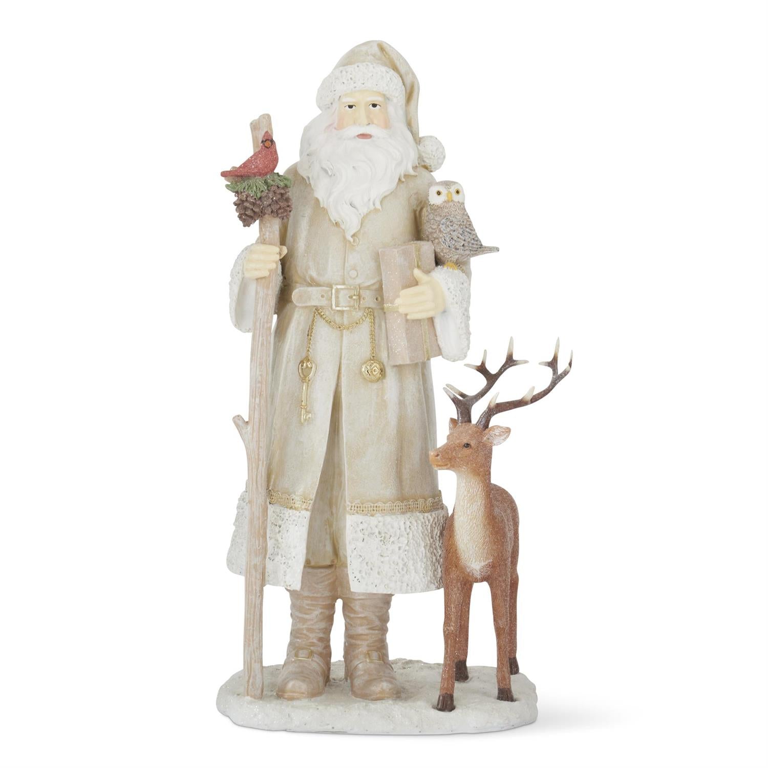 Woodland Santa with Deer. 15in.H