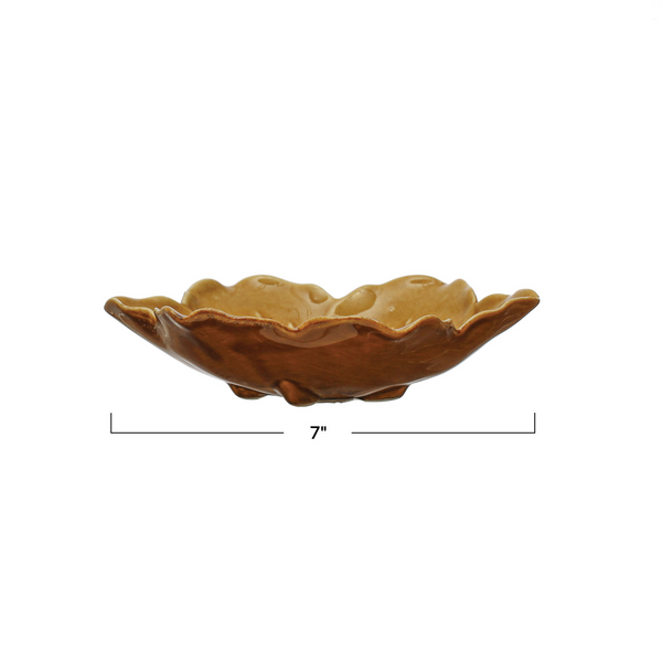 Fall Flower Stoneware Plate, Honey Reactive Glaze, 7in.W