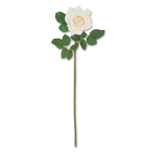 Soft Creamy White with Blush Real Touch Duchess  Rose Stem, 25 Inch