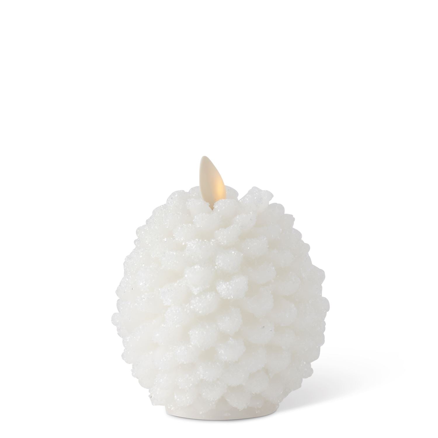 White Wax Snowy Pinecone Luminara Indoor Candle, 4.5 Inch H