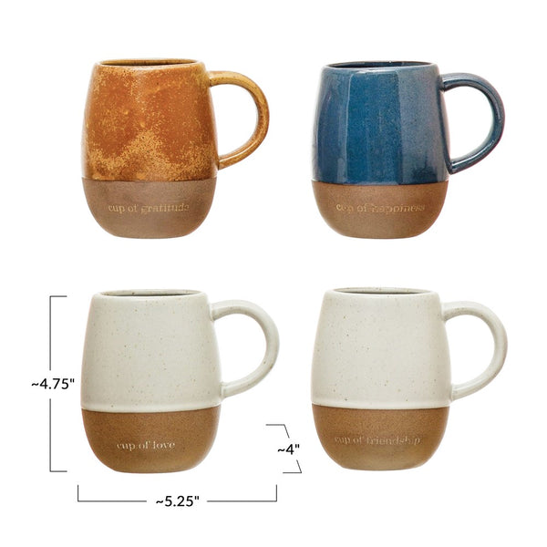 Glazed Stoneware Mug with Sentiment in Wood Gift Box. 18 oz.