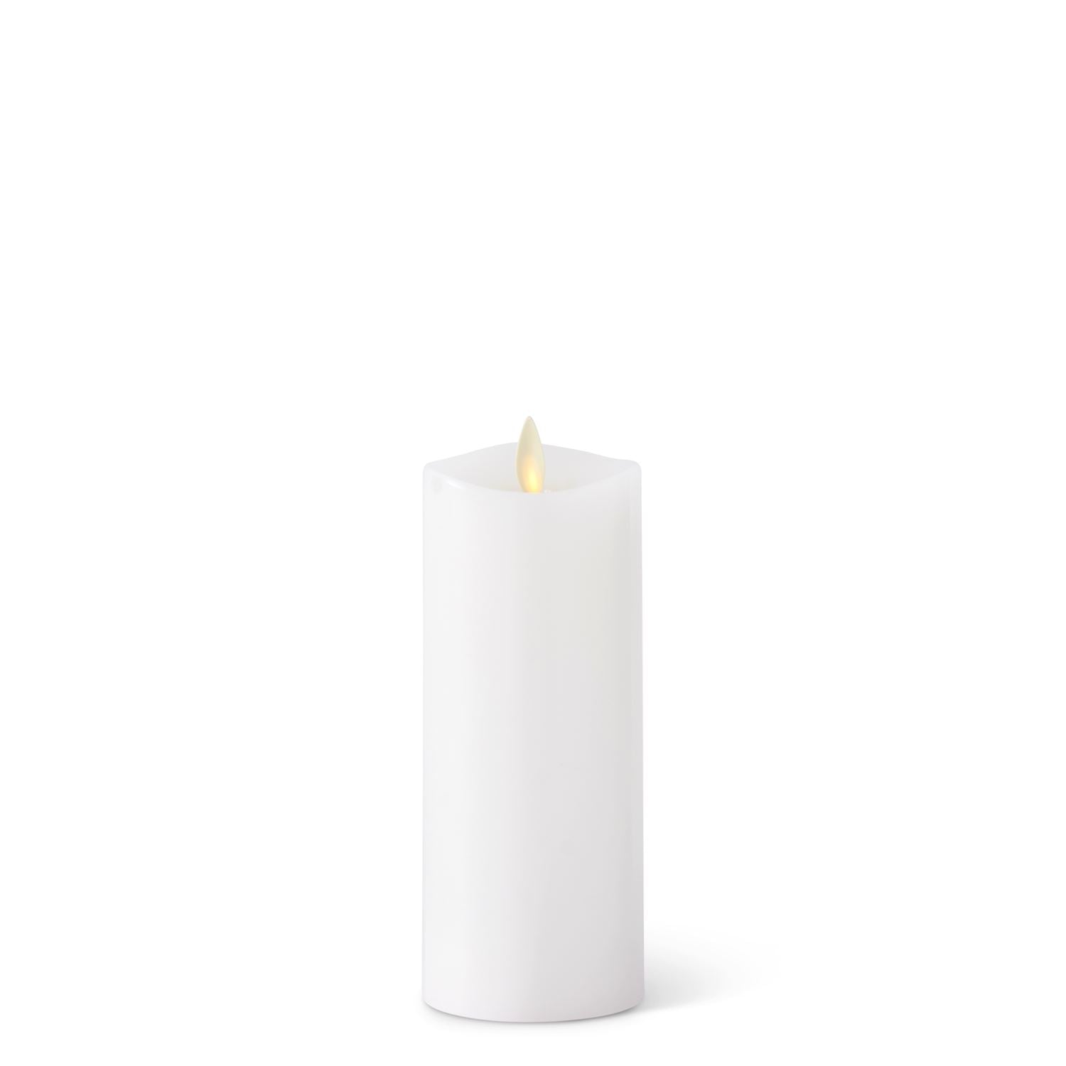 White Wax Slim Indoor Pillar Luminara Real Flame Effect Candle, 6.1 in.H