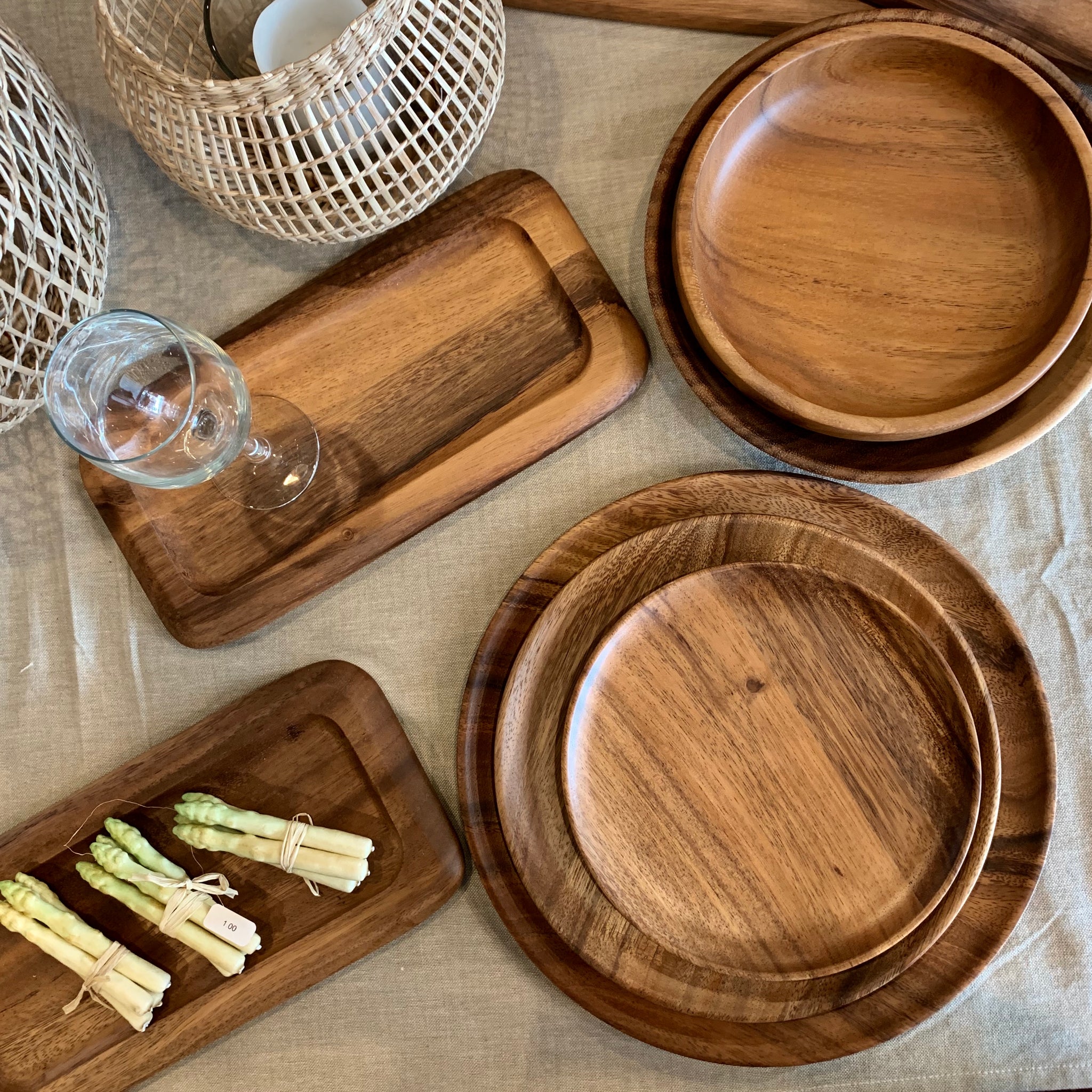 Carved Round Wood Trays – the Bower décor market