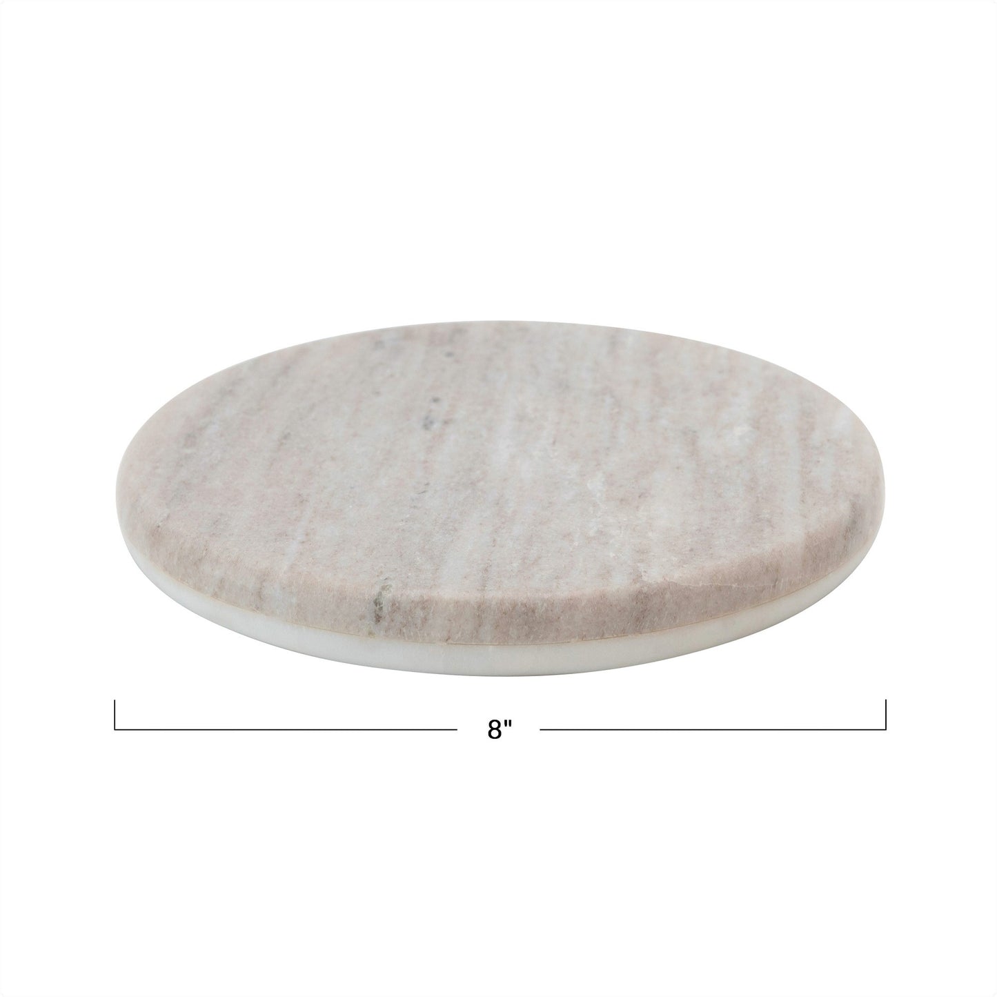 Small Round Beige & White Marble Reversible Cheese Board, 8 in. Dia.
