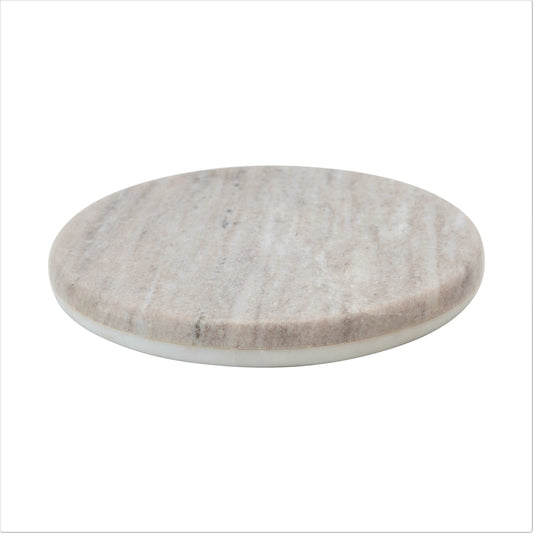 Small Round Beige & White Marble Reversible Cheese Board, 8 in. Dia.