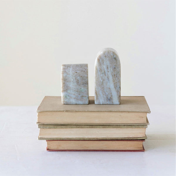 Decorative Marble Bookends, Beige, Set of 2