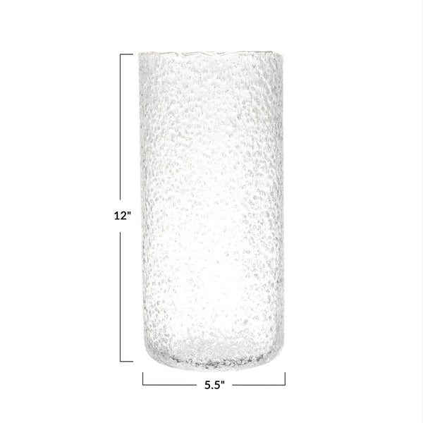 Clear Seeded Glass Hurricane, 12 in. H