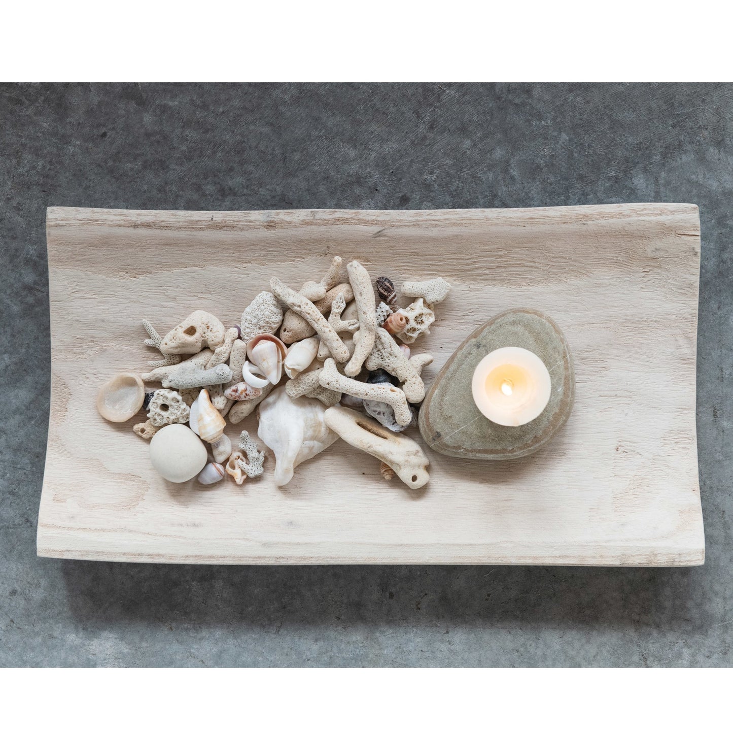 Curved Paulownia Wood Decorative Tray, 15 in. L