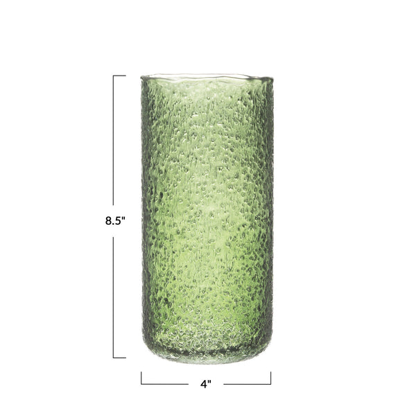 Beautiful textured green seeded glass vase or hurricaneChristmas candle lantern 8.5 in. H by Creative Co-op