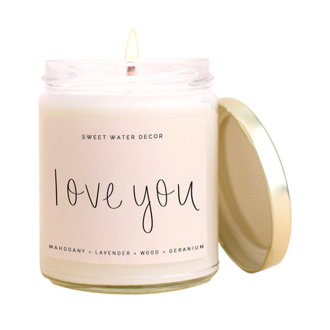 Love You- Gold Lid Gift Jar Candle, 9 oz. Soy