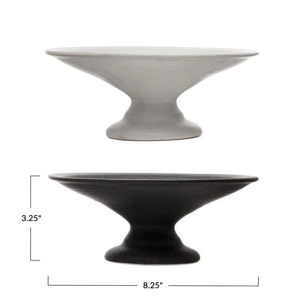 Matte Stoneware Pedestal- Black or White, 8.25"D