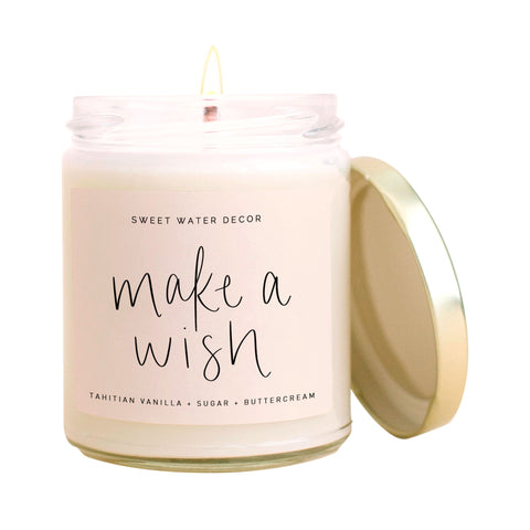 Make a Wish- Gold Lid Gift Jar Candle, 9 oz. Soy