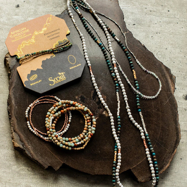 Stone Wrap Bracelet/Necklace- Amazonite