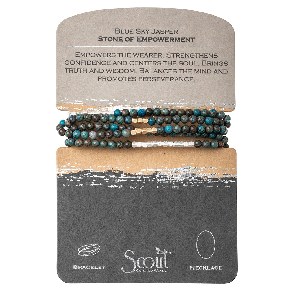 Stone Wrap Bracelet/Necklace- Blue Sky Jasper