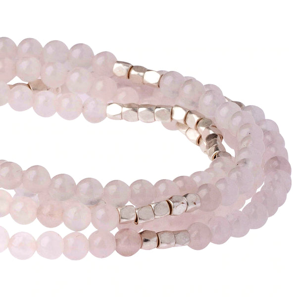 Stone Wrap Bracelet/Necklace- Rose Quartz